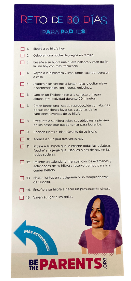 Be the Parents 30 Day Challenge Checklist (Spanish)